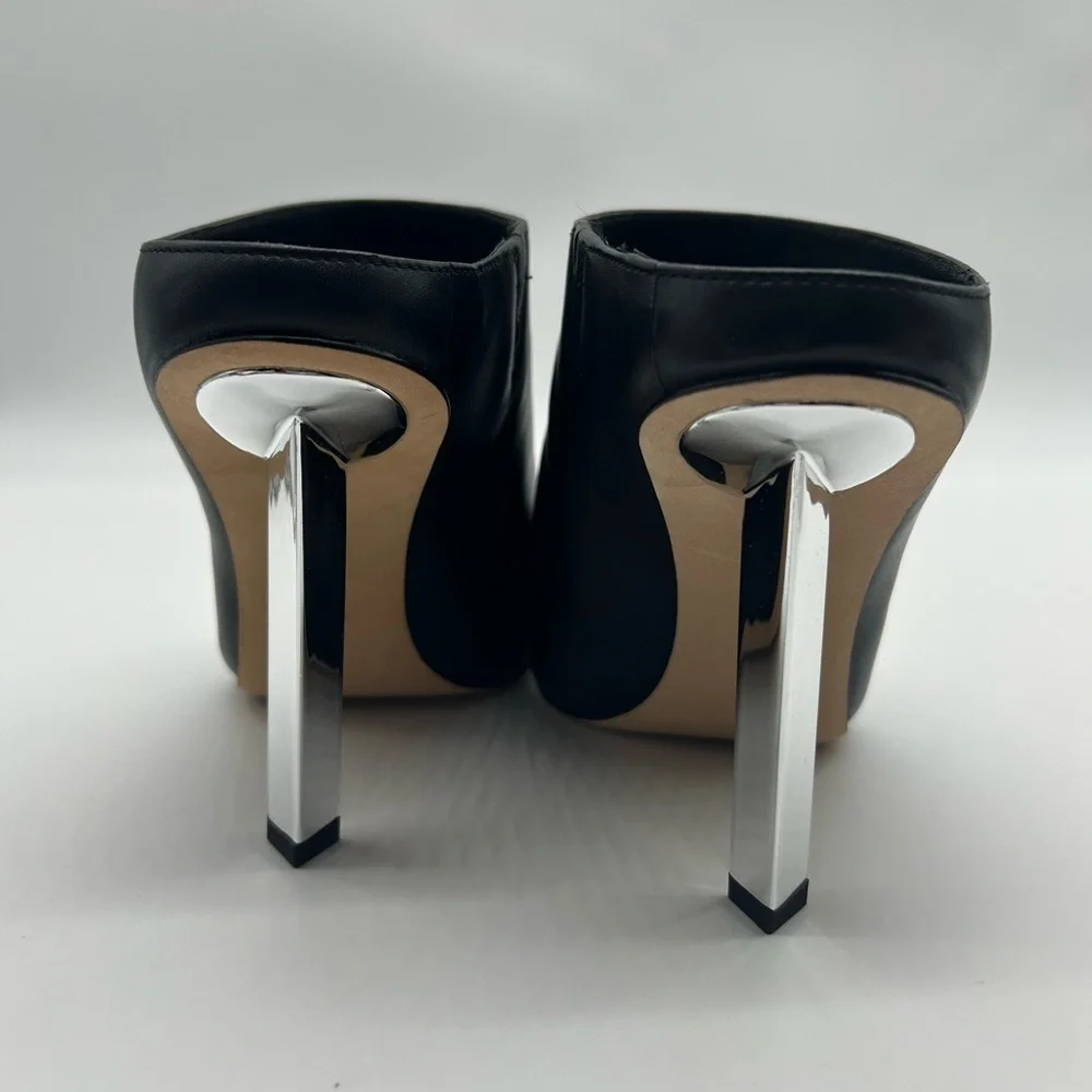 Michael Kors Halle Mule Pump Leather Black Pointed Toe Heels Size 7.5M NIB - Picture 7 of 14